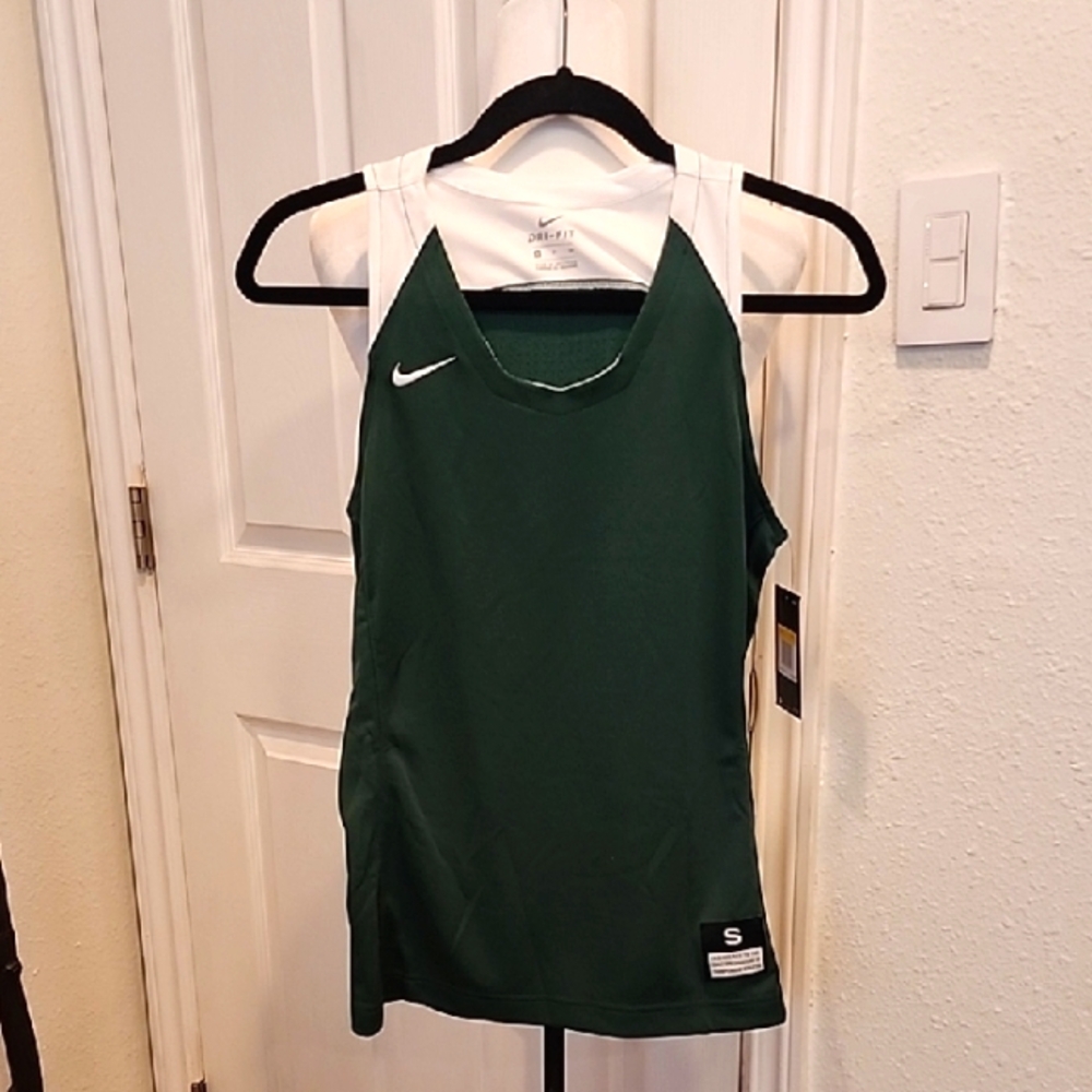 NWT Nike Forest Green and White Athletic Tank S/P